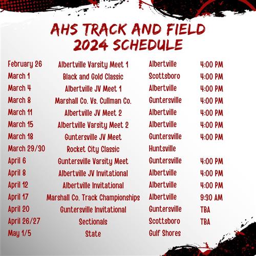  Track and Field Schedule